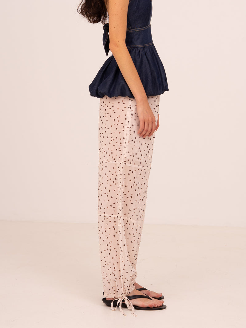 Cream Polka Dot Print FOMO Pants