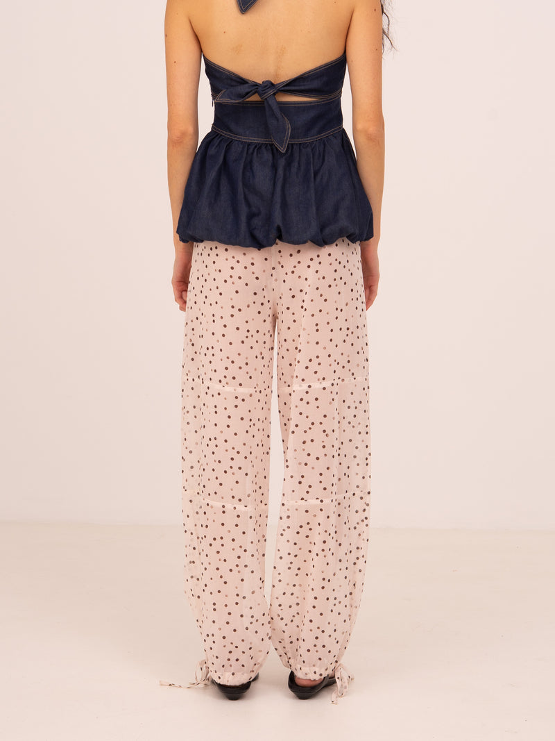 Cream Polka Dot Print FOMO Pants