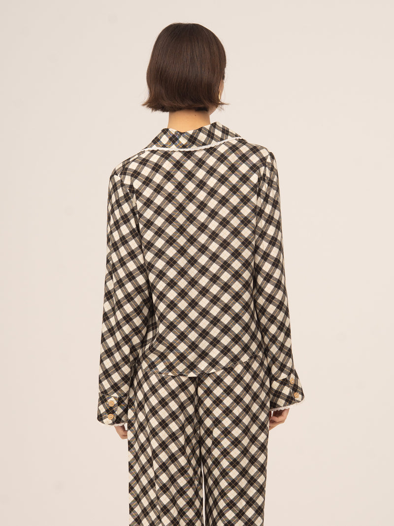Classic Betty Argyle-inspired Geometric Print Shirt 