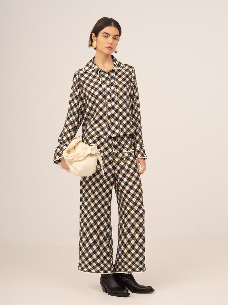 Classic Betty Argyle-inspired Geometric Print Shirt 