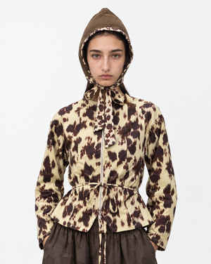 Field Brown Floral Print Tie Hood