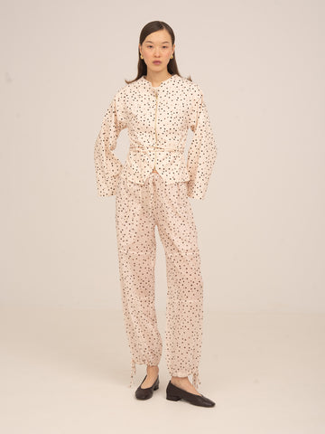 Cream Polka Dot Print FOMO Pants