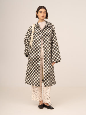 Classic Betty Argyle-inspired Geometric Print Trench Coat