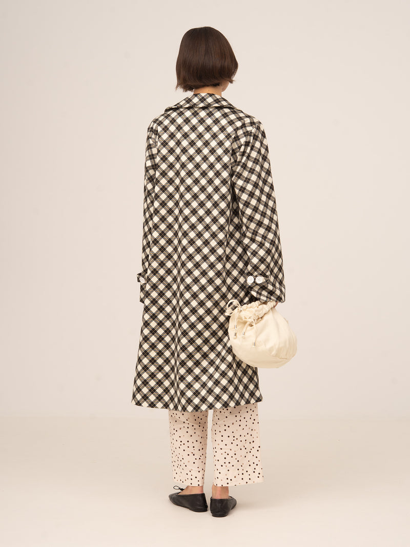 Classic Betty Argyle-inspired Geometric Print Trench Coat 