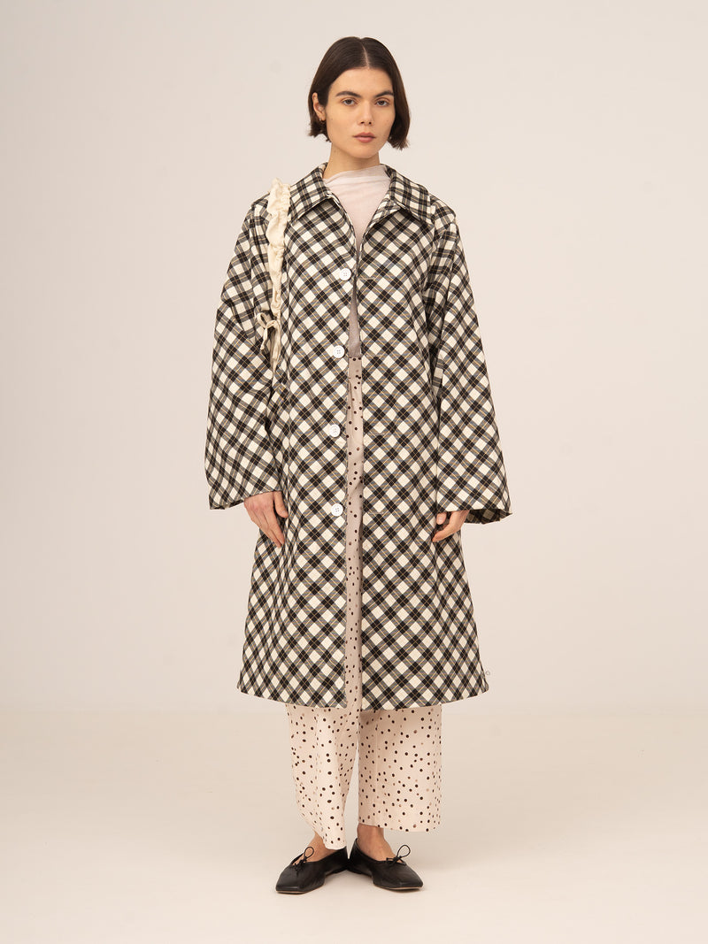 Classic Betty Argyle-inspired Geometric Print Trench Coat 