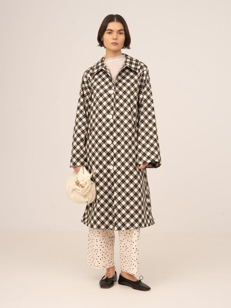 Classic Betty Argyle-inspired Geometric Print Trench Coat 