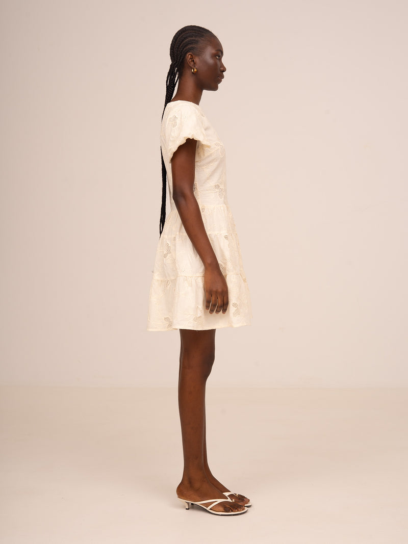Sunlit Cream Embroidered Dress