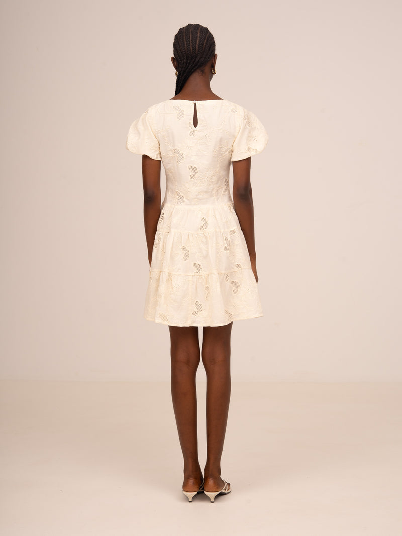 Sunlit Cream Embroidered Dress