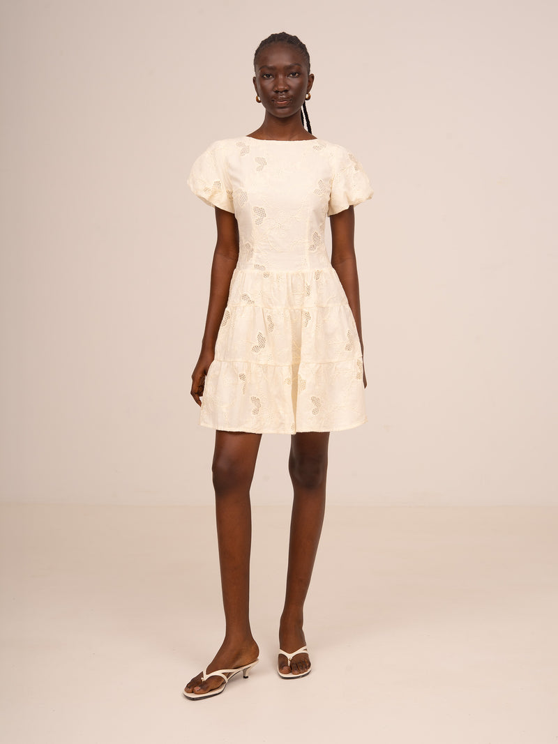 Sunlit Cream Embroidered Dress