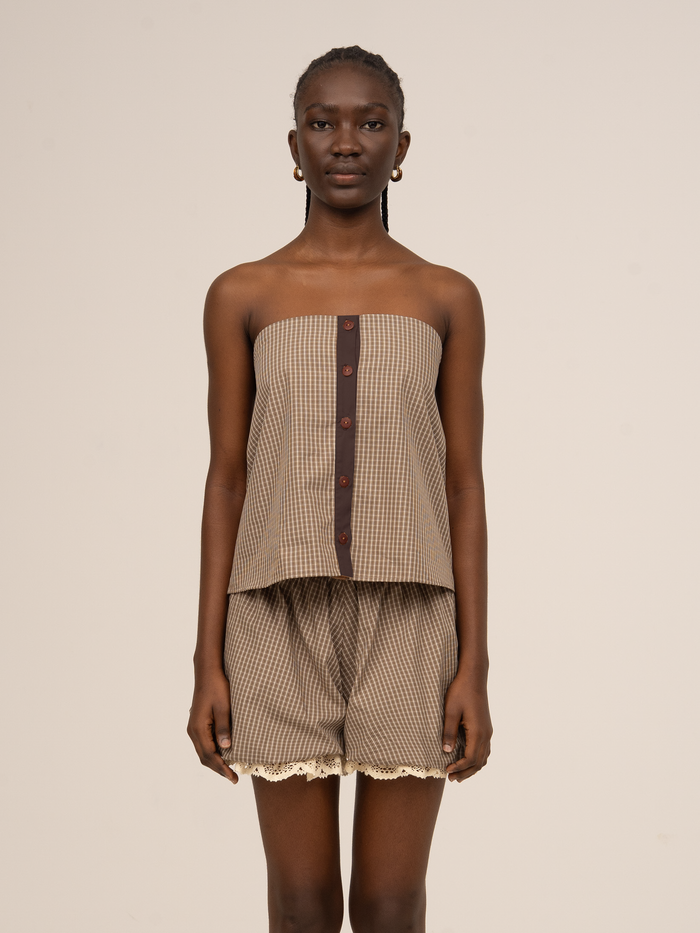 Rove Brown Plaid Sleeveless Top
