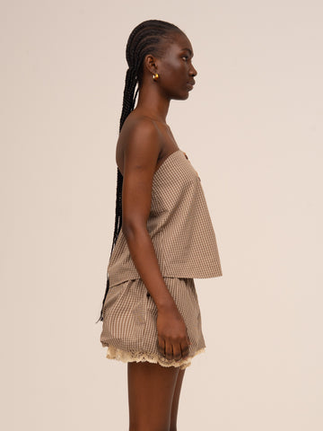 Rove Brown Plaid Sleeveless Top