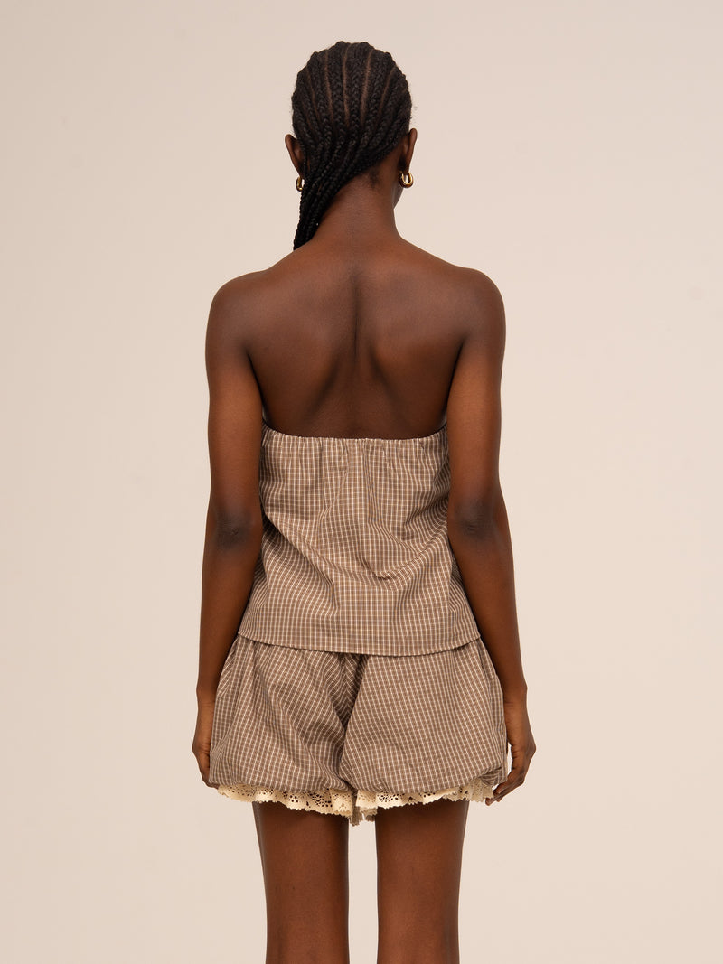 Rove Brown Plaid Sleeveless Top