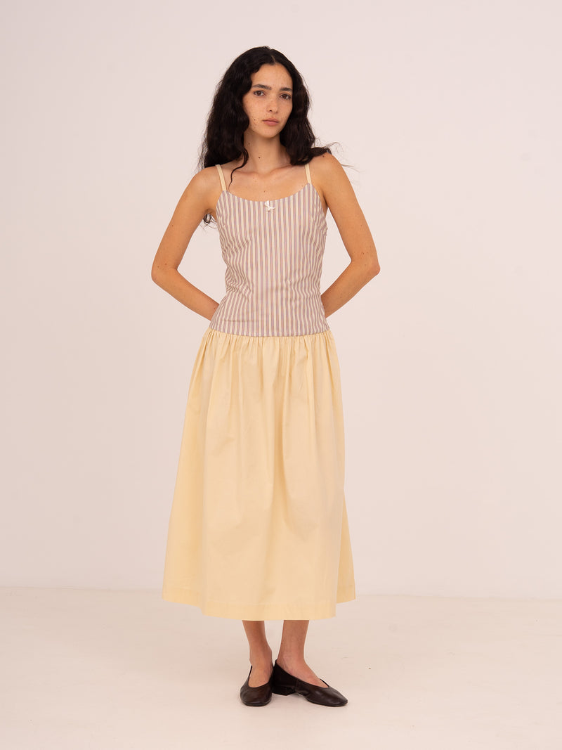 Vestido midi a rayas rosas Strawberry Crush