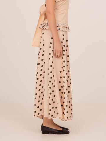 Noctis Beige Polka Dot Print Skirt
