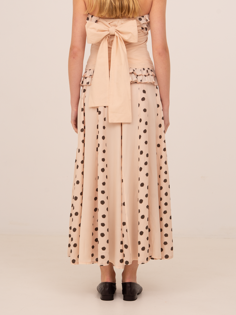 Noctis Beige Polka Dot Print Skirt