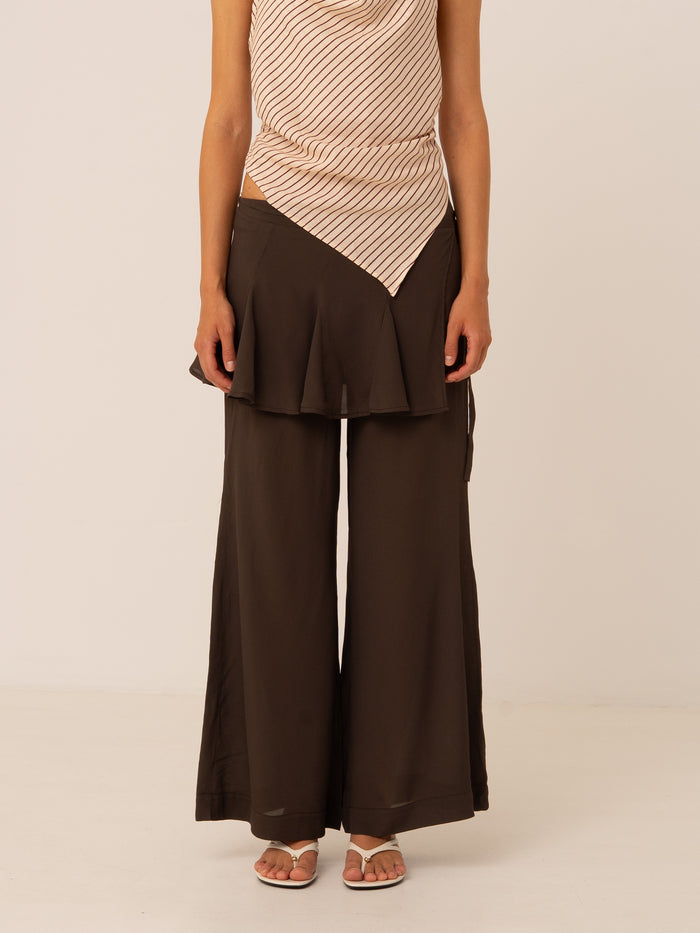 Pisco Flared Pants With Wrapped Skirt Details