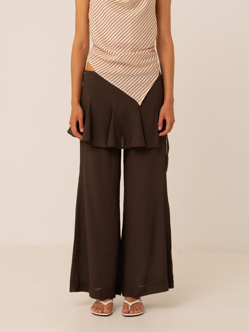 Pisco Flared Pants With Wrapped Skirt Details