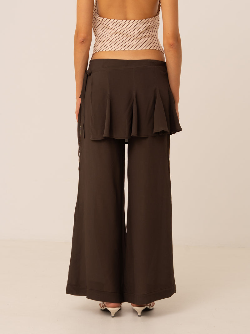 Pisco Flared Pants With Wrapped Skirt Details