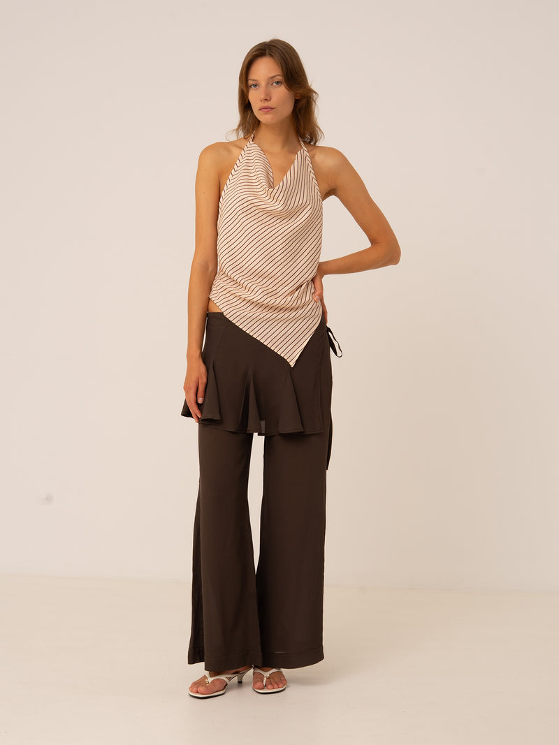 Pisco Flared Pants With Wrapped Skirt Details