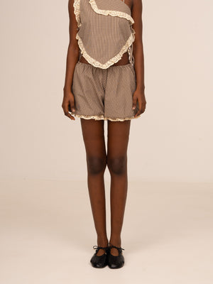 Rove Brown Plaid Balloon Shorts