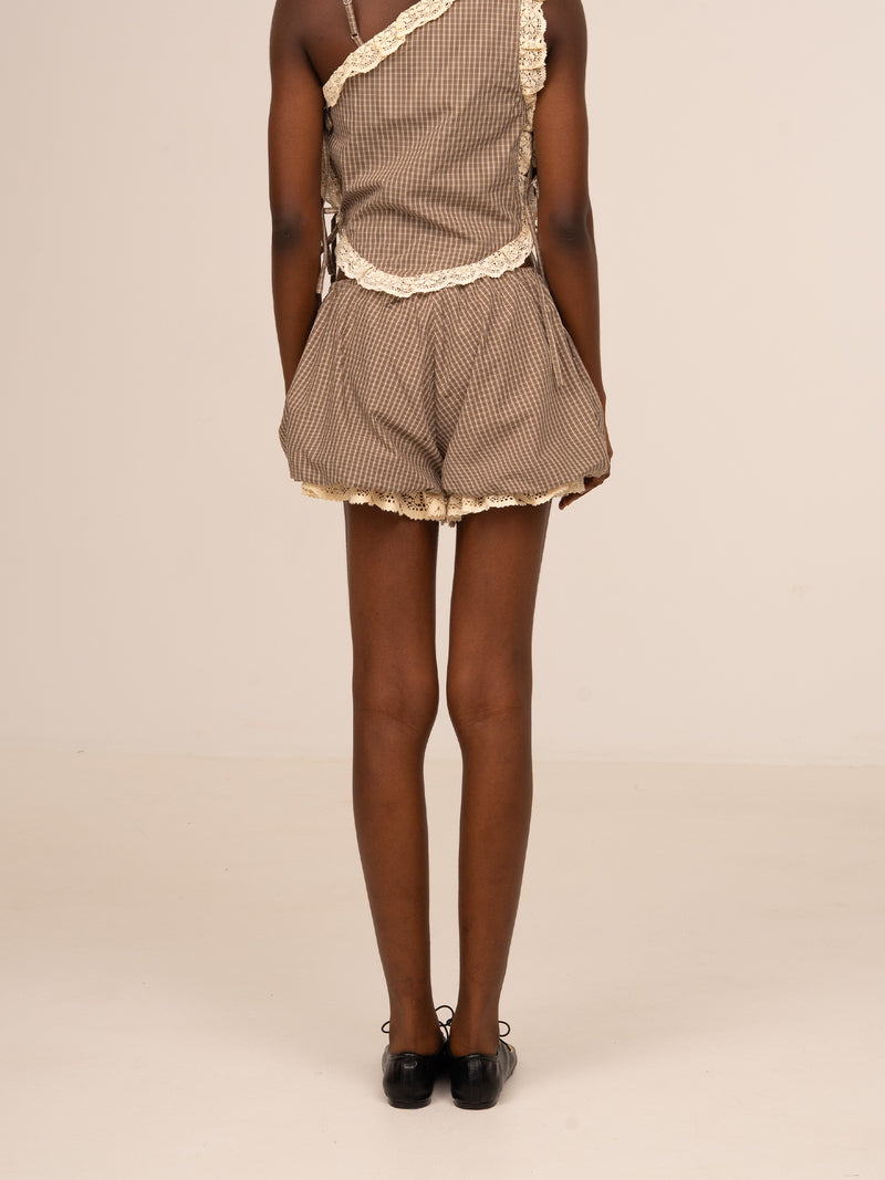 Rove Brown Plaid Balloon Shorts