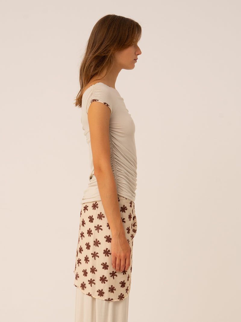 Riviera Ivory Ruched Off-Shoulder Top