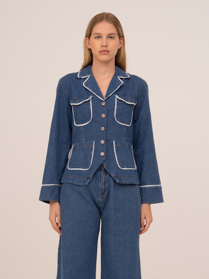 Flash Denim Fitted Denim Jacket 
