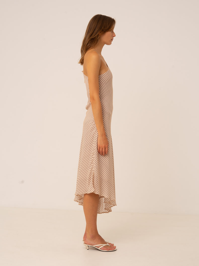Sienna One-Shoulder Striped Slip Dress