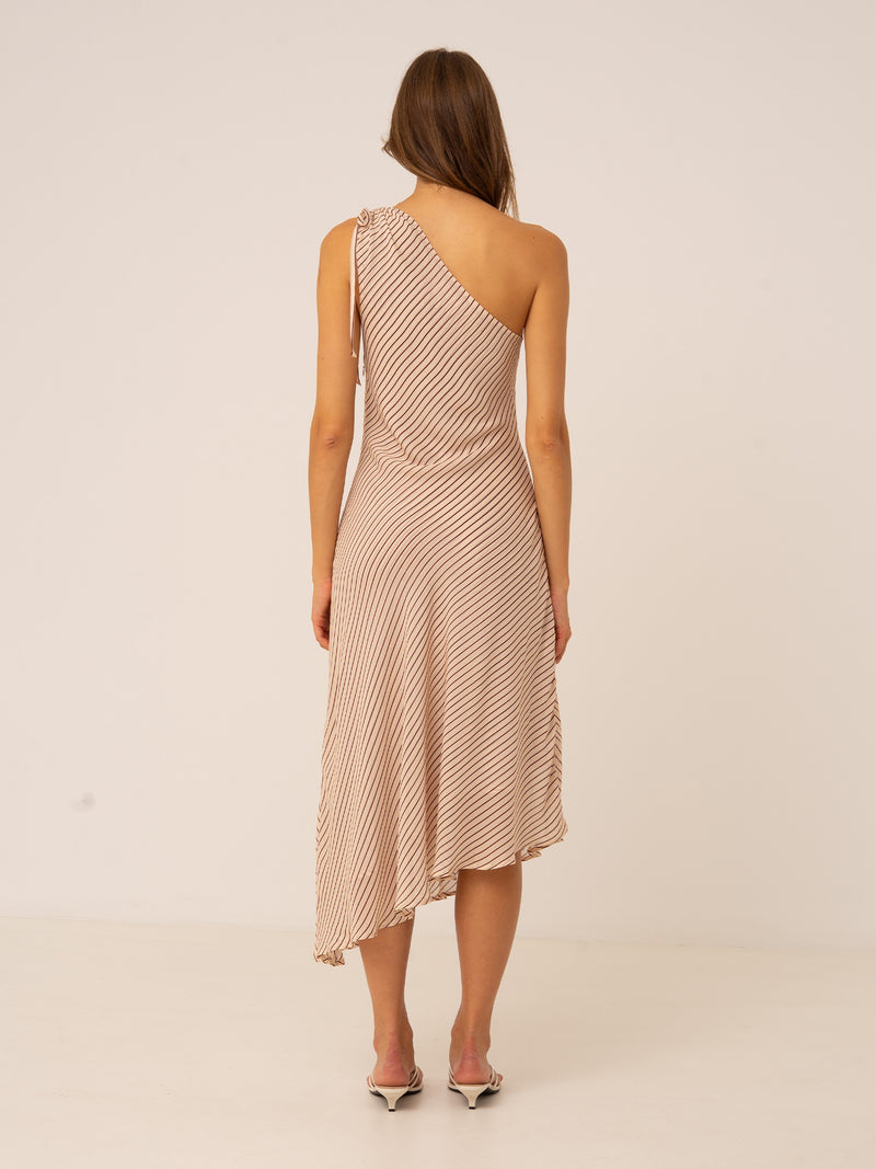 Sienna One-Shoulder Striped Slip Dress
