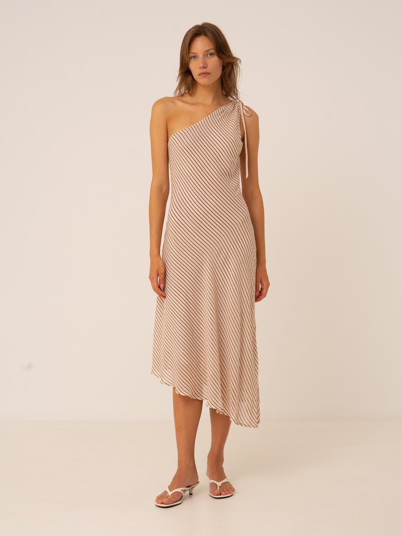 Sienna One-Shoulder Striped Slip Dress
