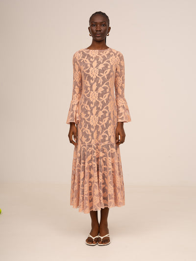 Pink Jester Embroidery Midi Dress