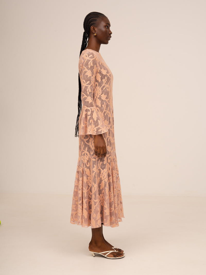 Pink Jester Embroidery Midi Dress