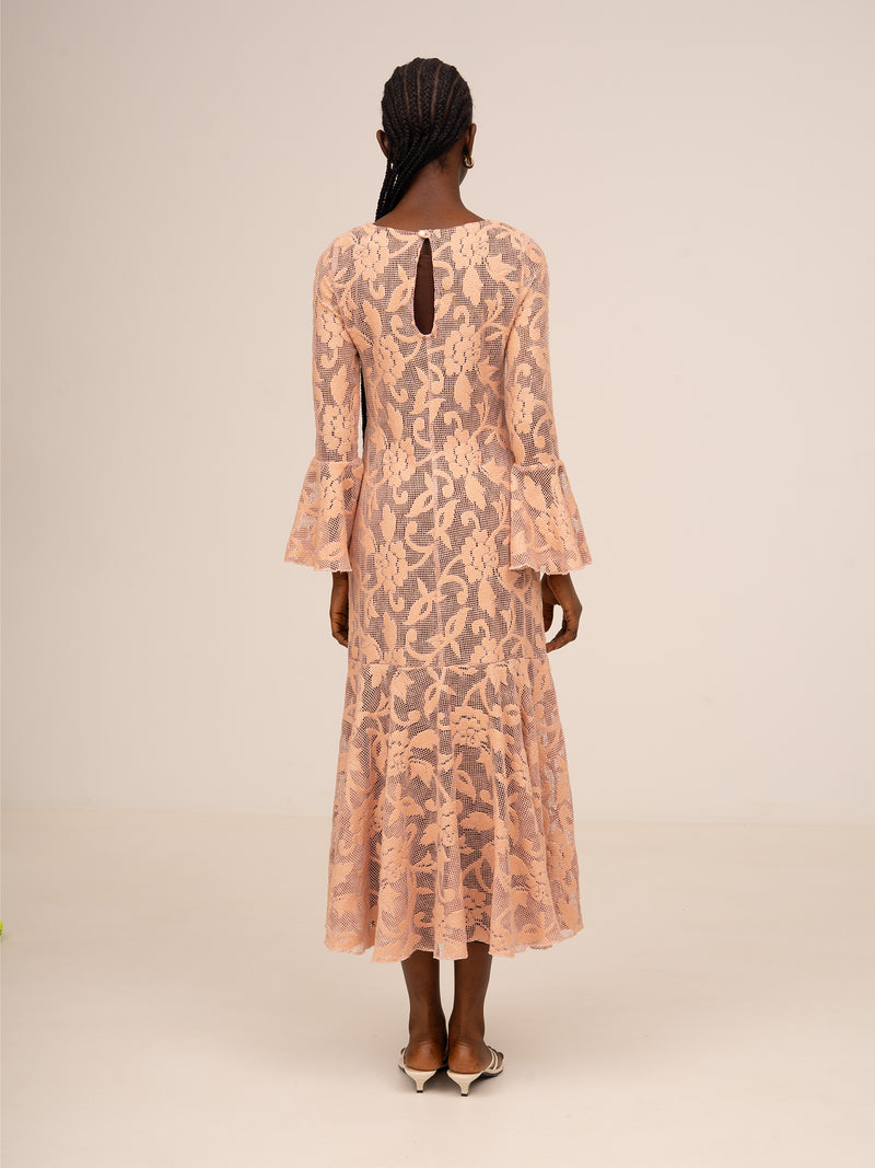 Pink Jester Embroidery Midi Dress