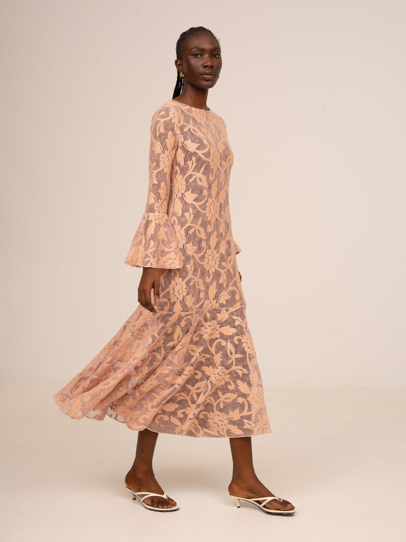 Pink Jester Embroidery Midi Dress