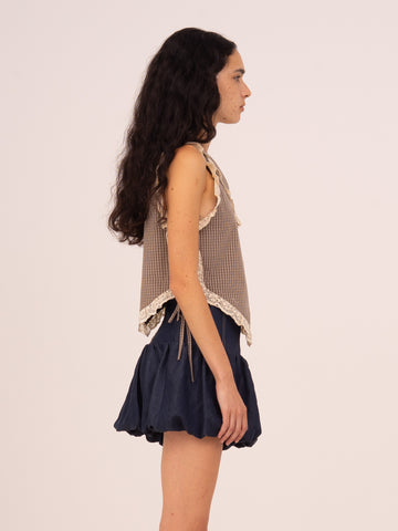 Rove Brown Plaid Asymmetric Top