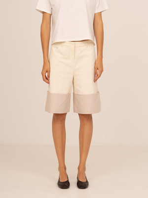 Sorelle Cream Bermuda Jeans with Contrast Hem