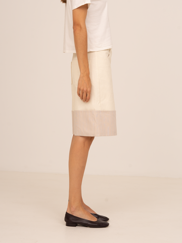 Sorelle Cream Bermuda Jeans with Contrast Hem