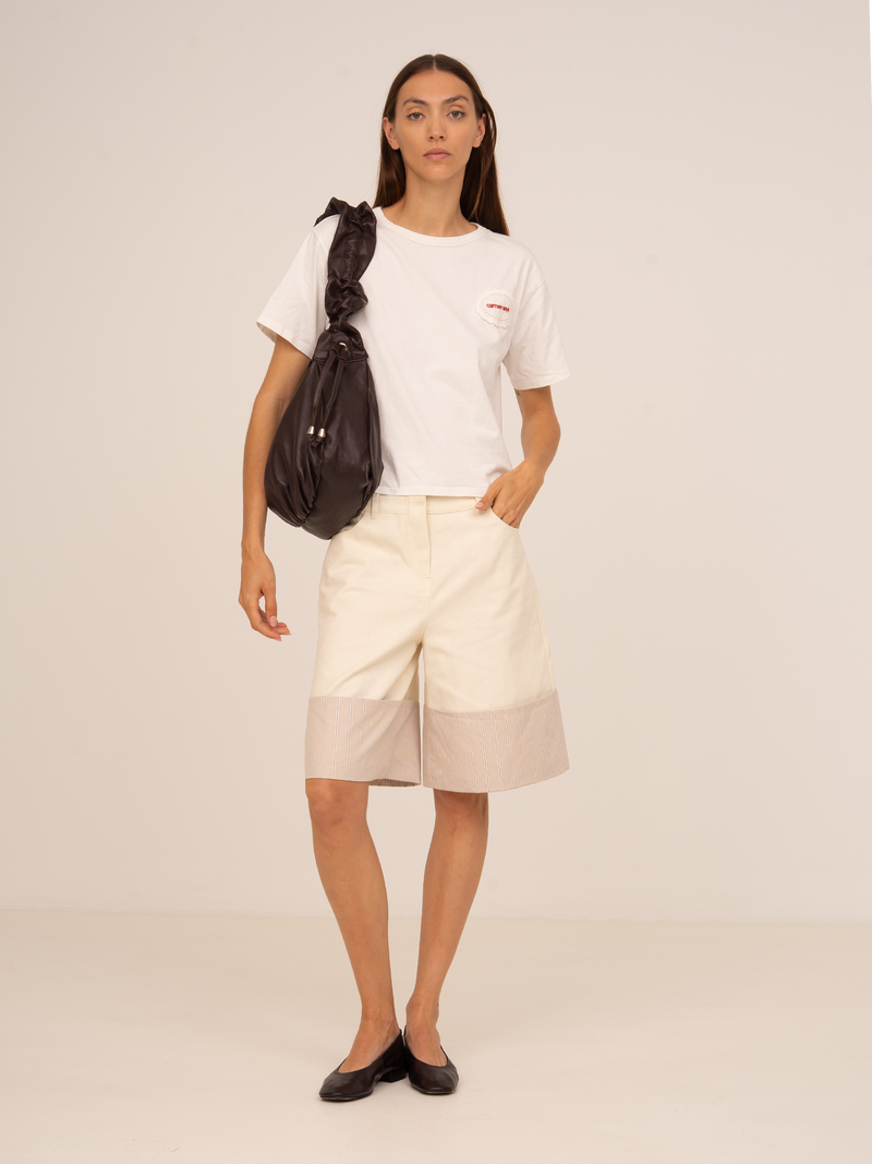 Sorelle Cream Bermuda Jeans with Contrast Hem