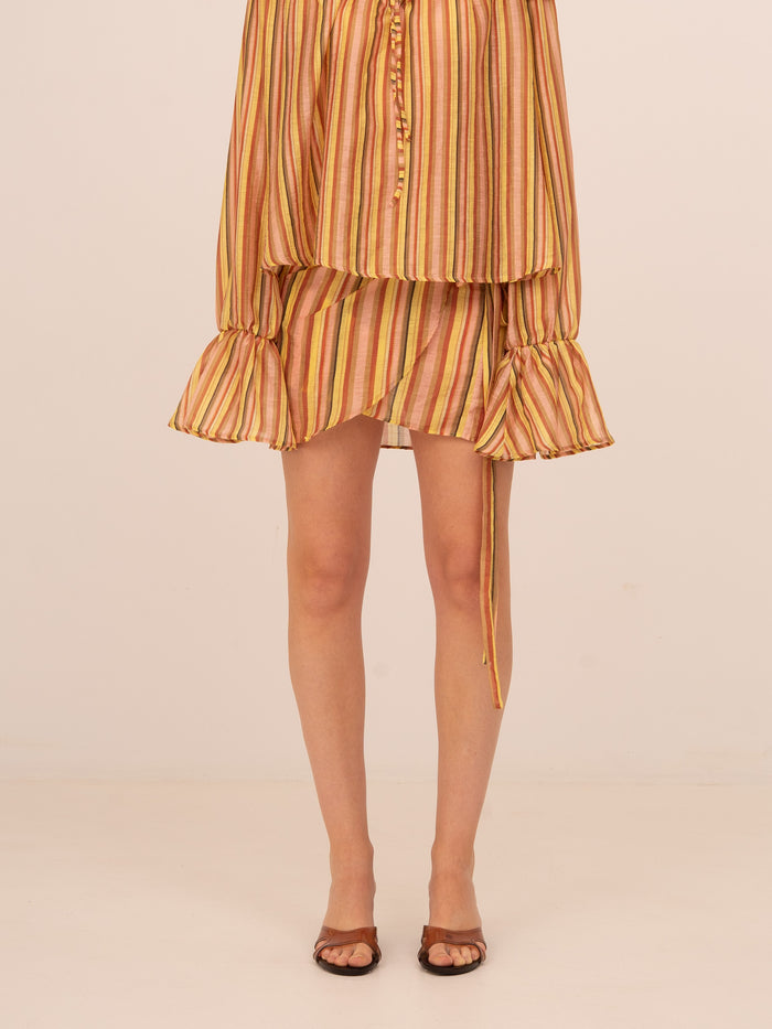 Zest Striped Wrap Skirt