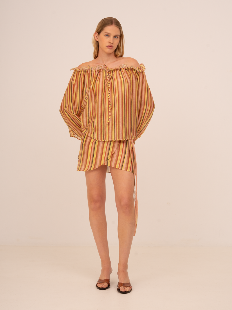Zest Striped Wrap Skirt
