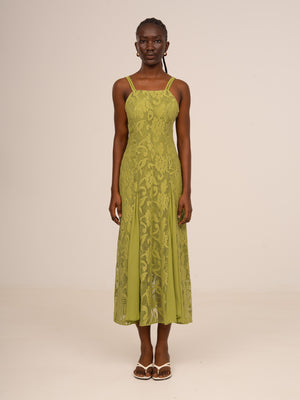 Infinity Green Embroidery Dress