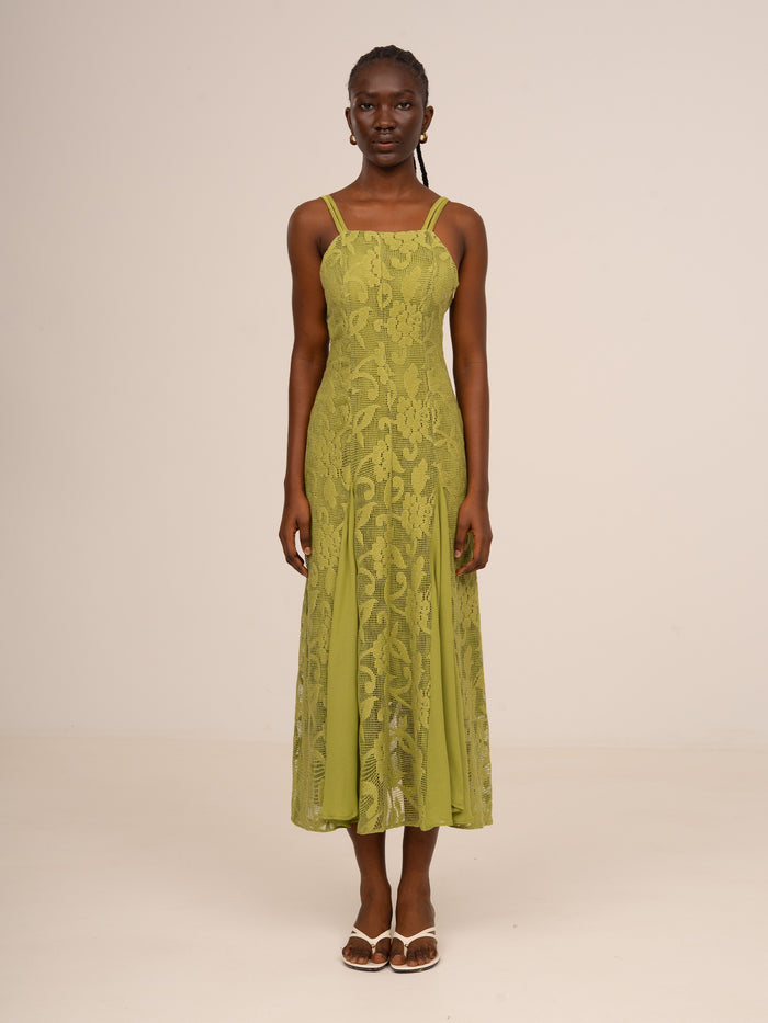 Infinity Green Embroidery Dress
