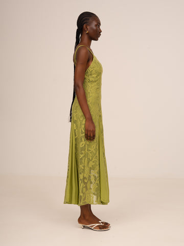 Infinity Green Embroidery Dress