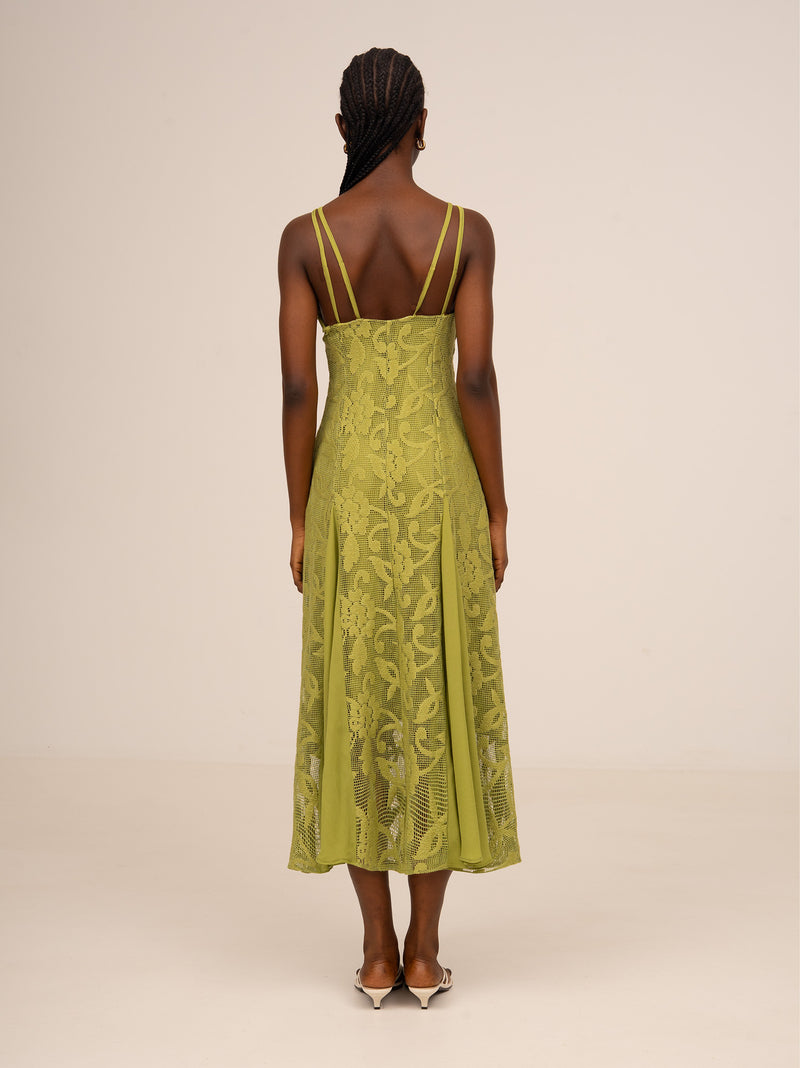 Infinity Green Embroidery Dress