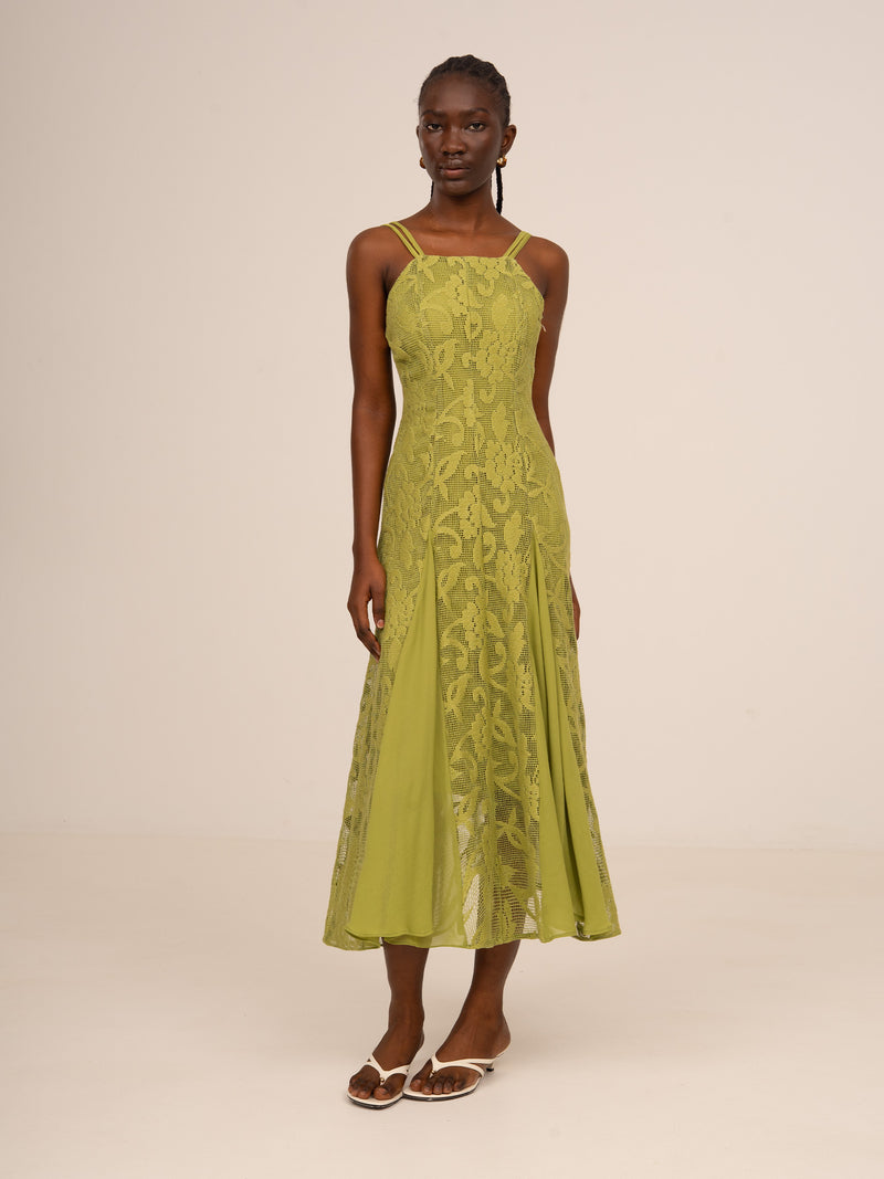 Infinity Green Embroidery Dress