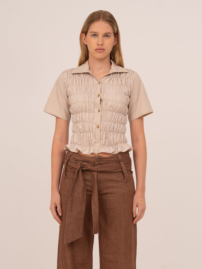Sorelle Striped Smocked Top