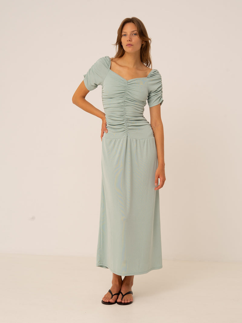 Turquoise Persephone Draped Dress