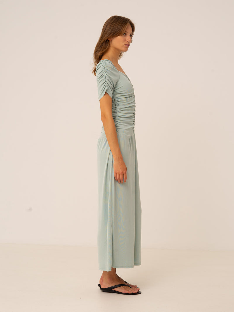Turquoise Persephone Draped Dress