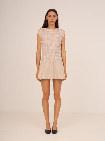 Sorelle Striped Smocked Mini Dress