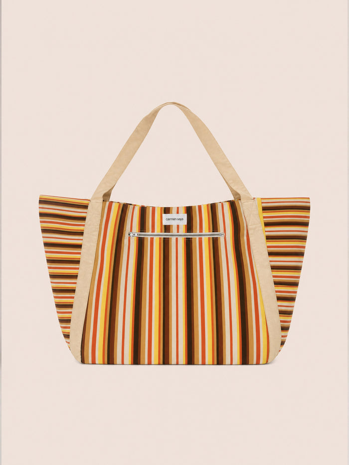 Sunlight Striped Beach Tote Bag